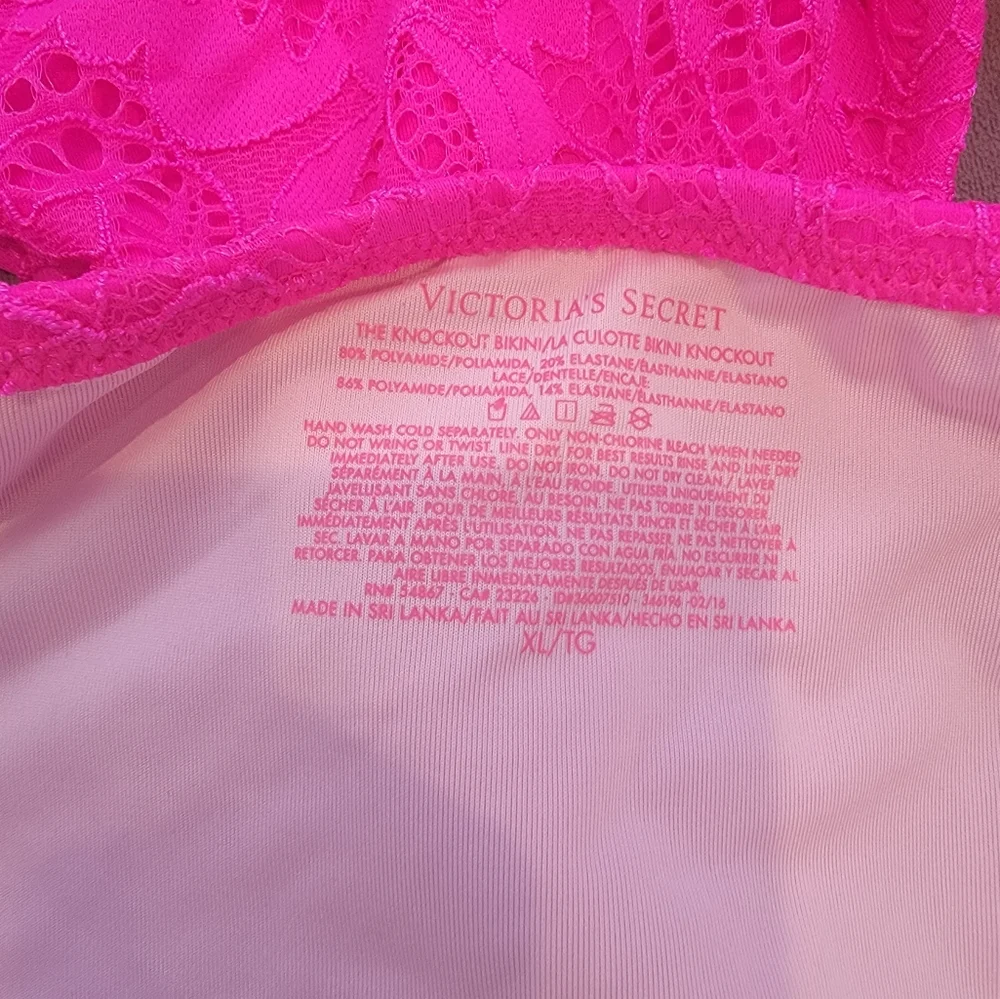 Victoria’s Secret “The Knockout Bikini” in Neon Pink Lace Overlay Size XL - Picture 8 of 12